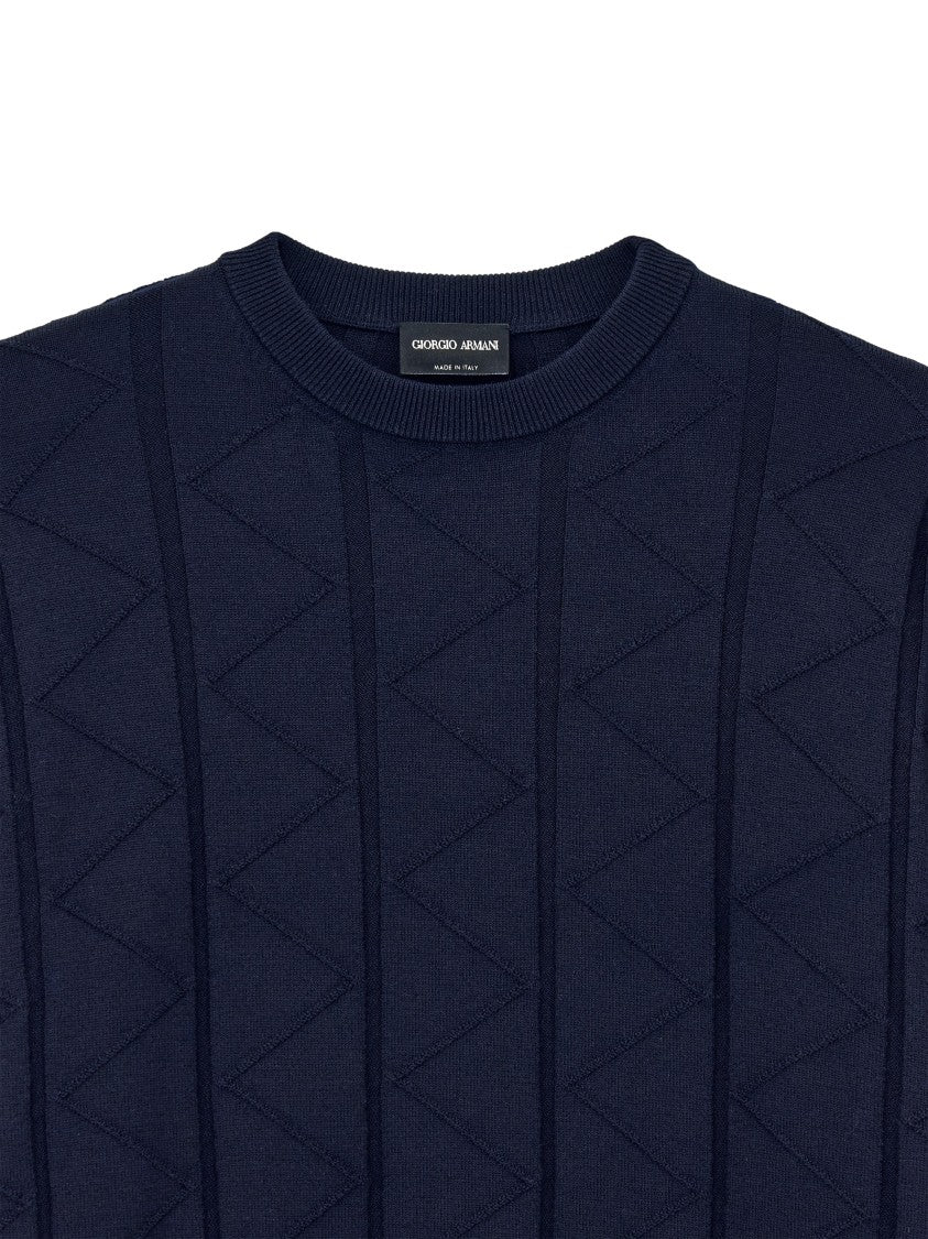 Giorgio Armani Chevron Pattern Regular-Fit Virgin Wool Sweater
