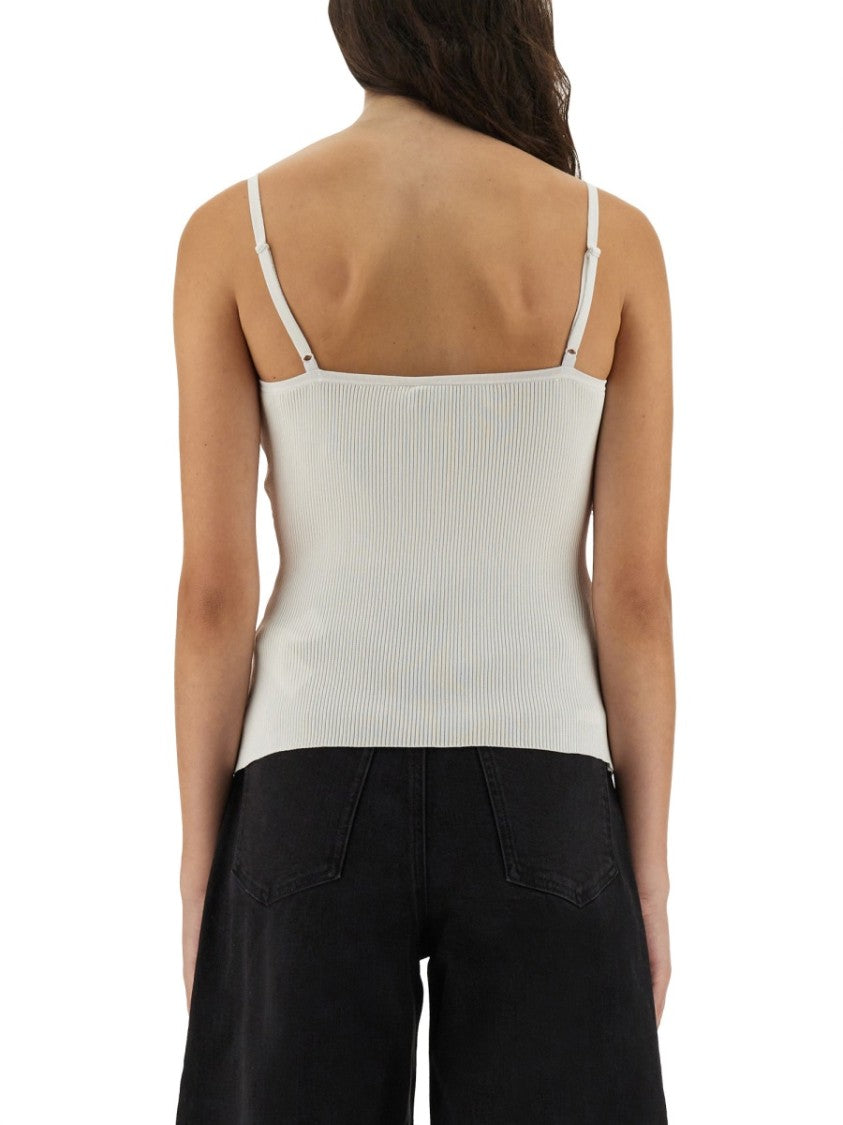 Self-Portrait Ribbed Knit Top With Lace