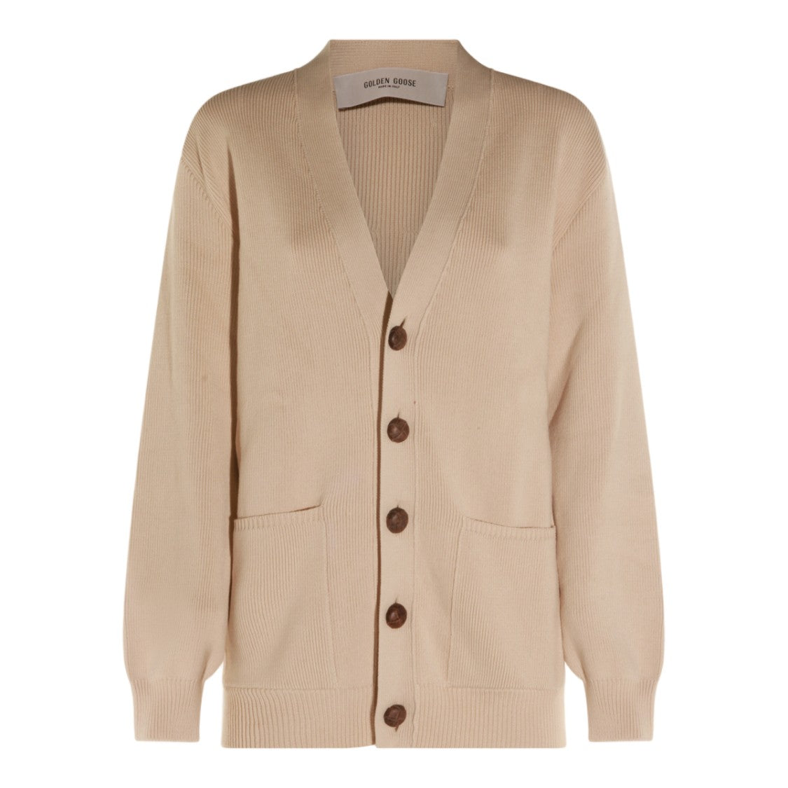 Golden Goose V-Neck Knit Sweater With Button-Down Front And Text Detail