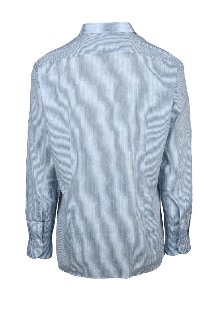 Brio White Sky Blue Cotton Linen Shirt