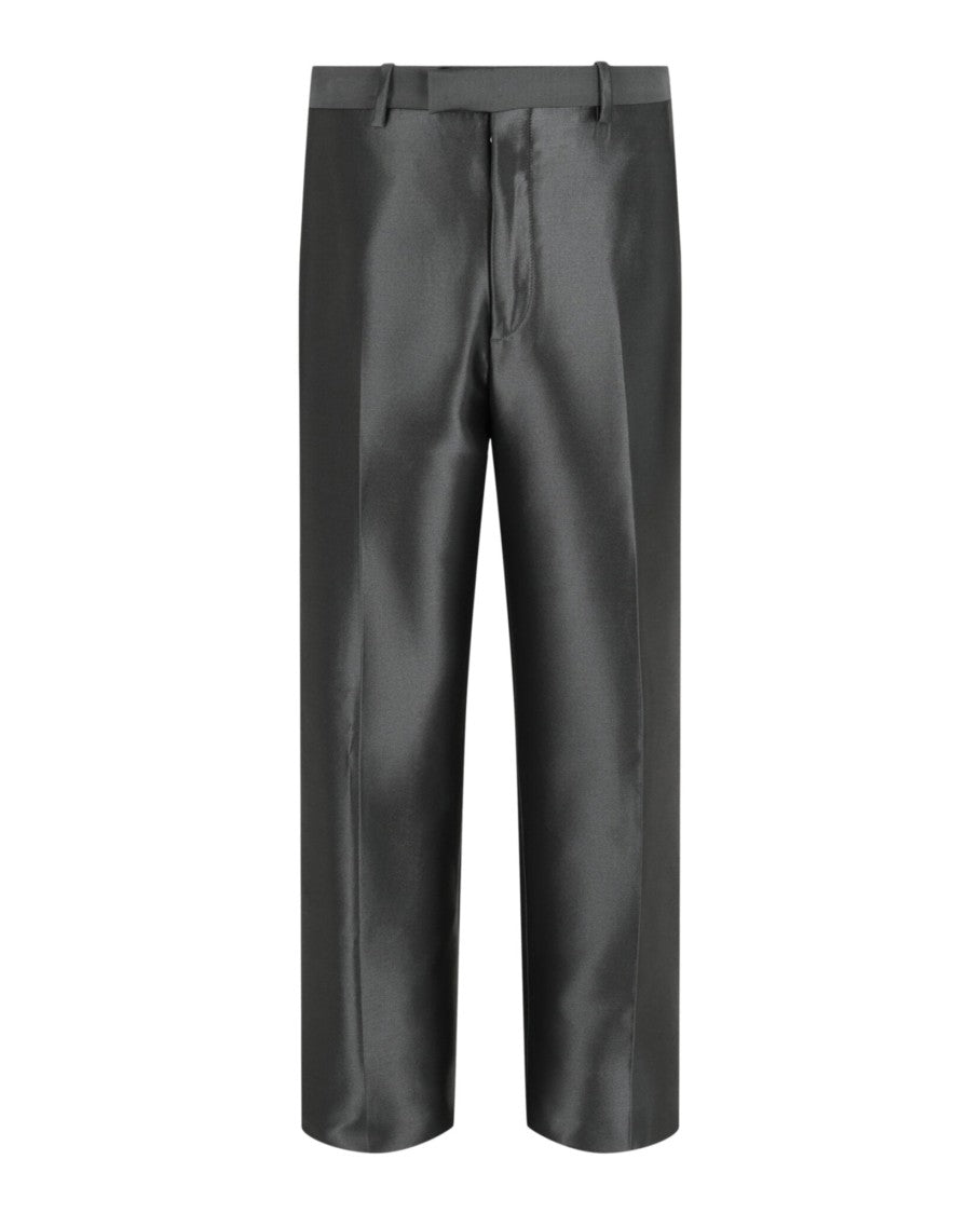 Ferragamo Mid Rise Metallic Sheen Tailored Trousers