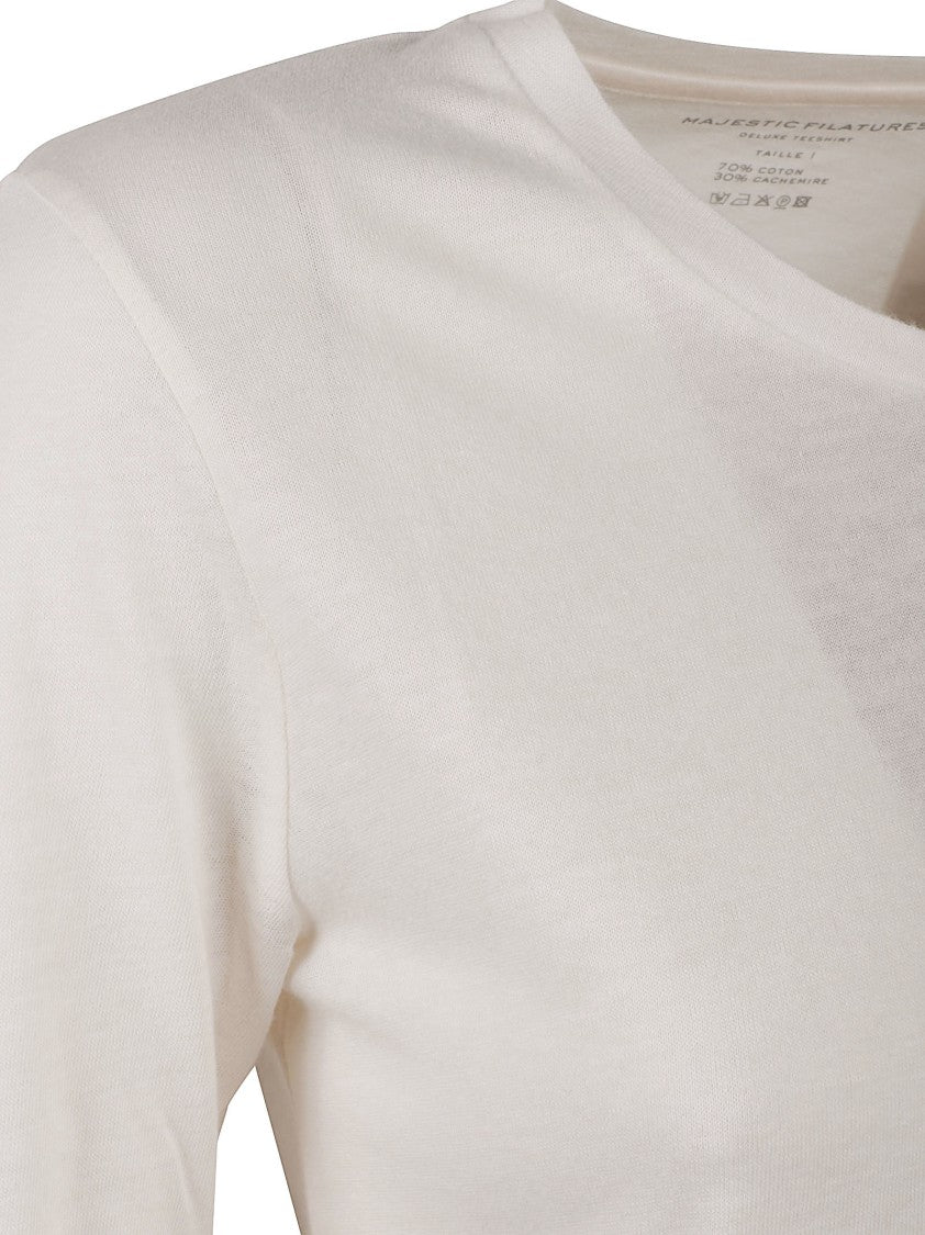 Majestic Filatures Fitted Long-Sleeved Crew Neck Top By Majestic Filatures