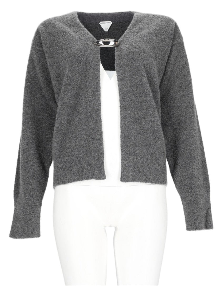 Bottega Veneta Cropped Grey Cashmere Cardigan