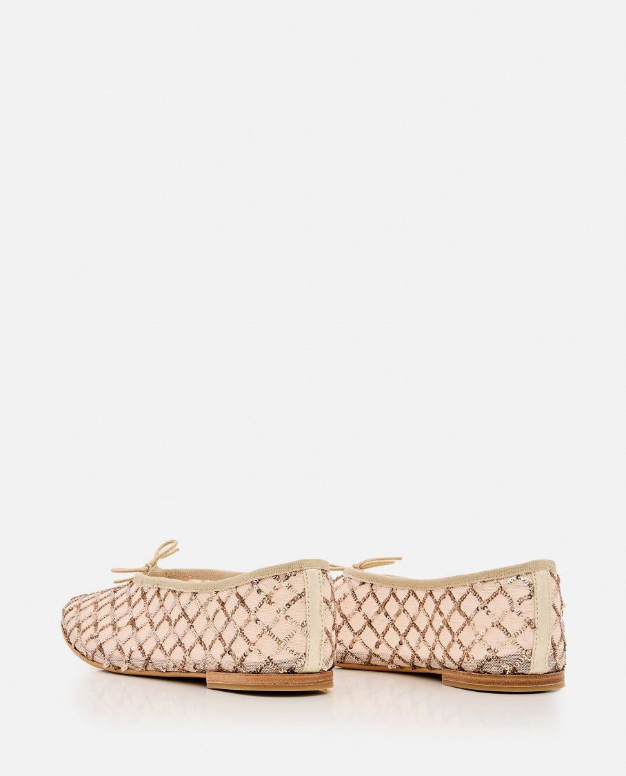 Repetto Light Gold Woven Flats With Leather-Wrapped Heel