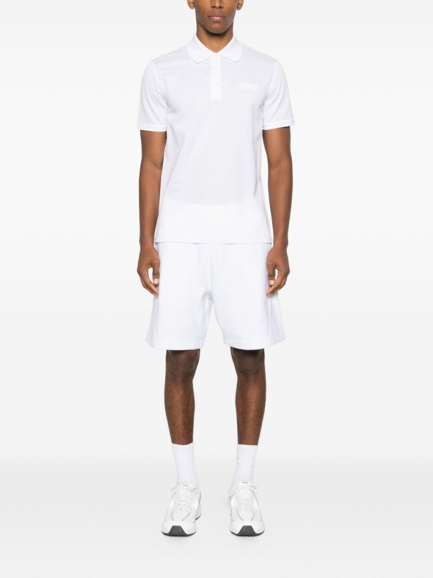 Givenchy White Silk And Nylon Textured Polo