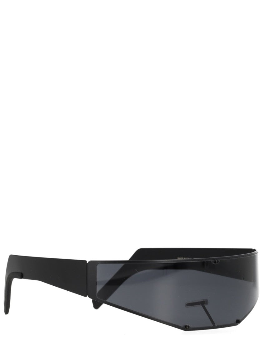 Rick Owens Black Angular Stainless Steel Sunglasses