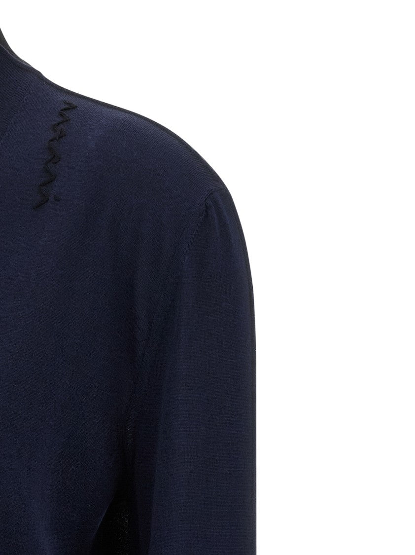 Marni Two-Tone Wool And Silk Cardigan With Embroidered Detail