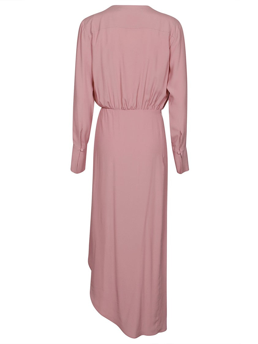 Federica Tosi Long Sleeve Asymmetrical Silk Midi Dress