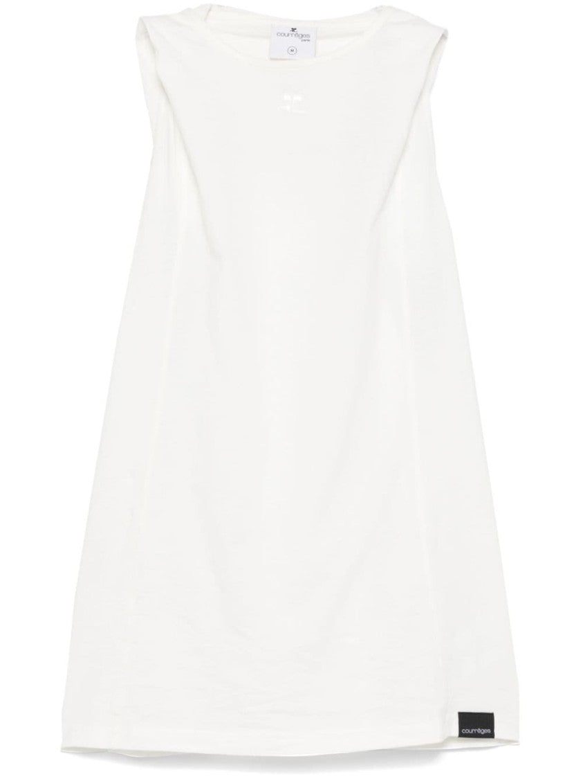 Courrèges Sleeveless Hooded Top With Embroidered Logo
