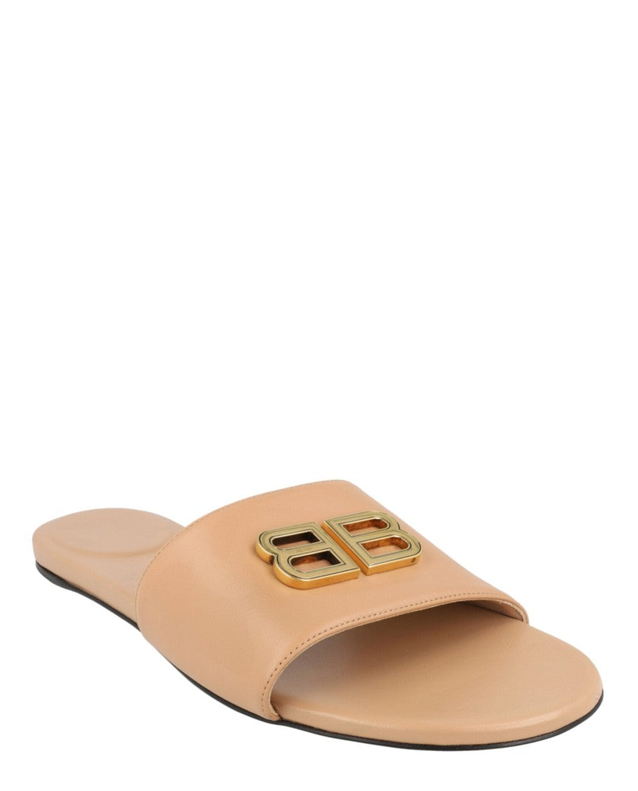 Balenciaga Narrow Fit Flat Sandals With Signature Bb Logo