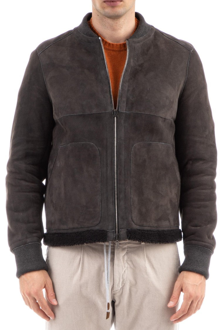 Salvatore Santoro Shearling Baseball Collar Bomber