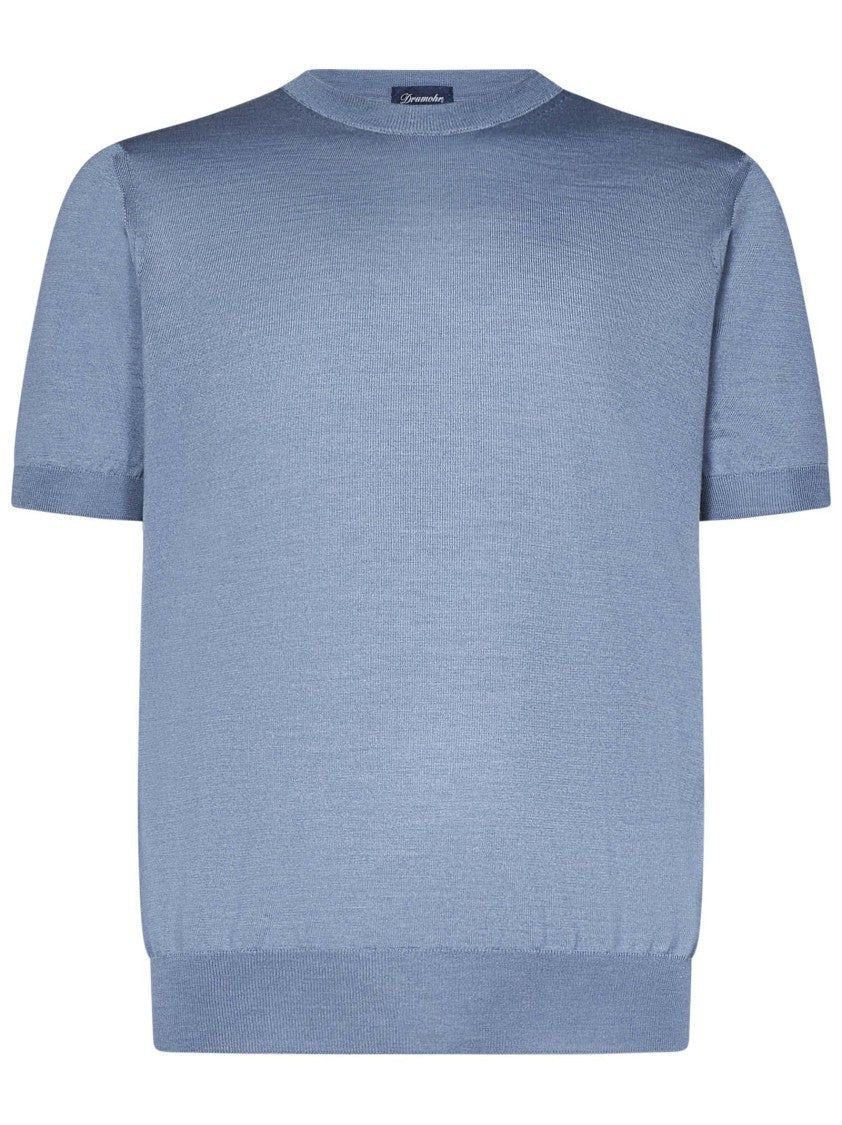 Drumohr Blue Ribbed Luxury T-Shirt