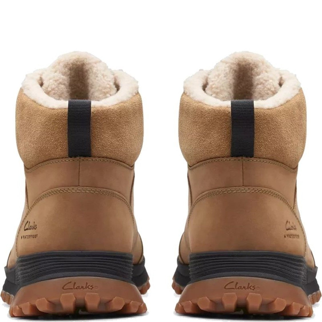Clarks Trek Up Brown Nubuck Suede Collar Wedge Boots