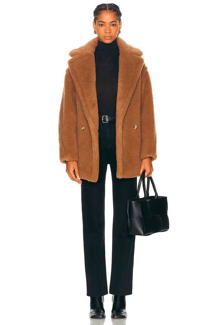Max Mara Camel Dramma Plush Double-Breasted Camel Coat