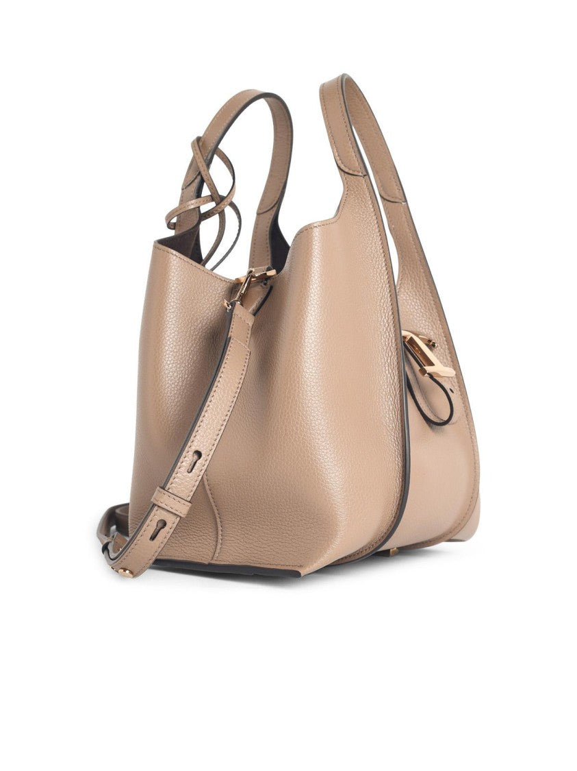 Tod's T Timeless Mini Shopping Bag In Beige Leather