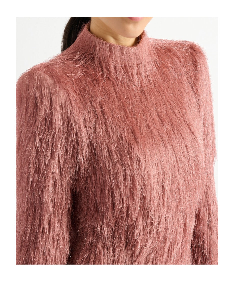 Balmain Textured Pink Mini Dress With Structured Shoulders