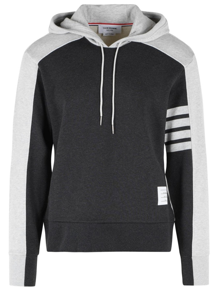 Thom Browne 'Colorblock 4 Bar' Grey Cotton Sweatshirt