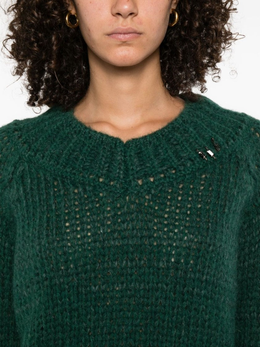 Ermanno Scervino Cropped Knit Sweater In Deep Green