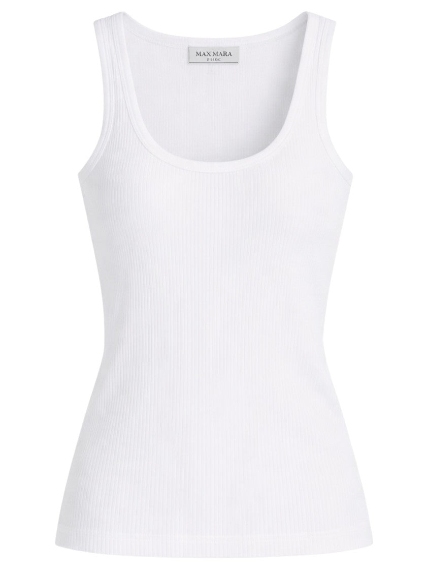 Max Mara White Scoop Neckline Cotton Tank Top