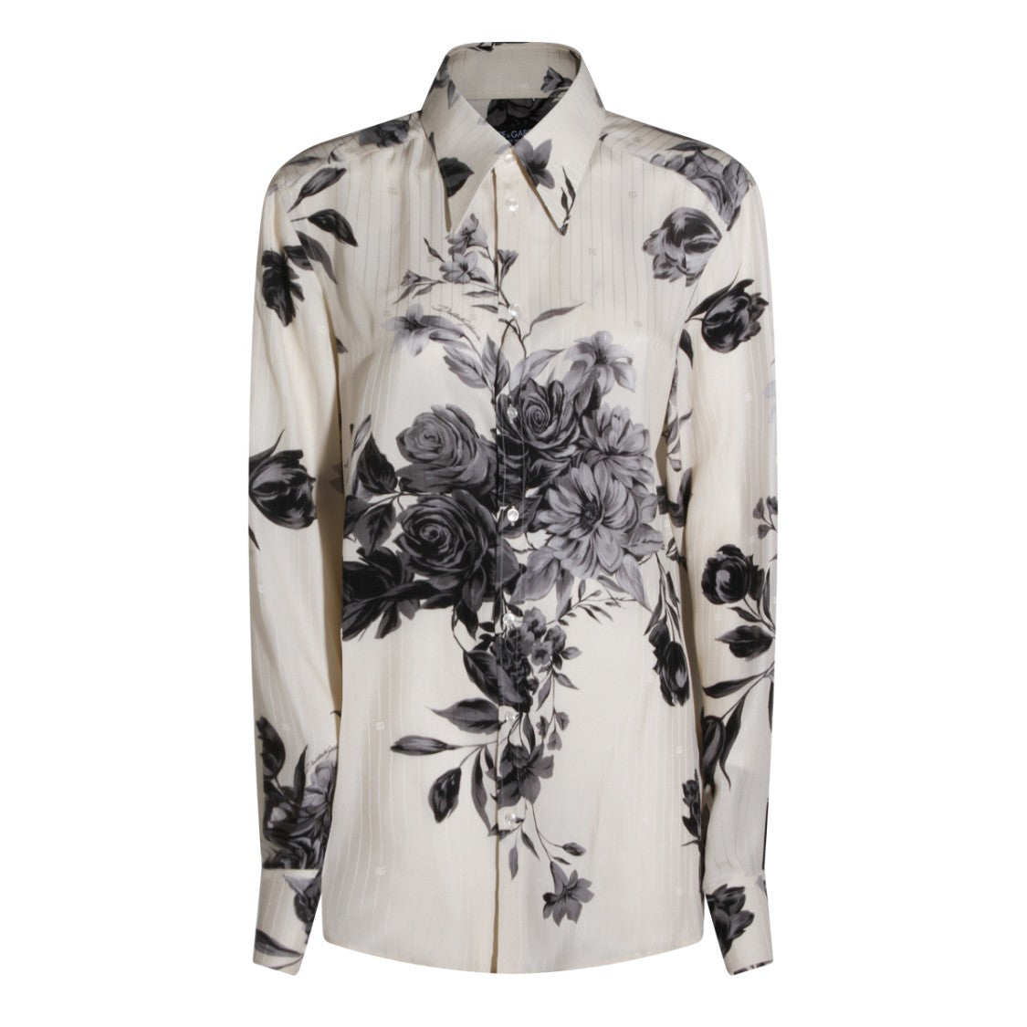 Dolce & Gabbana Monochrome Floral Print Button-Down Shirt