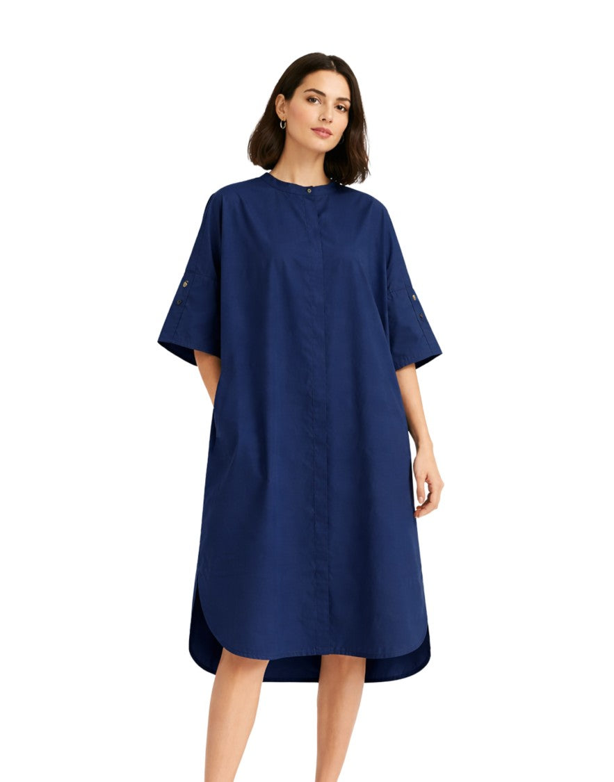 Pomandère Women’S Long Cotton Dress Navy