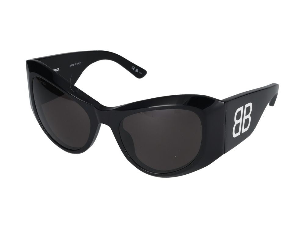 Balenciaga Black Bb0393s Acetate Oversized Cat-Eye Sunglasses