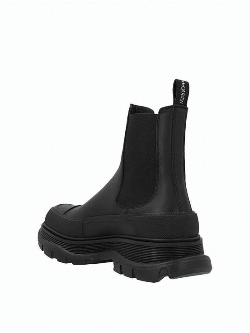 Alexander Mcqueen Matte Black Polyurethane Boots With Sole