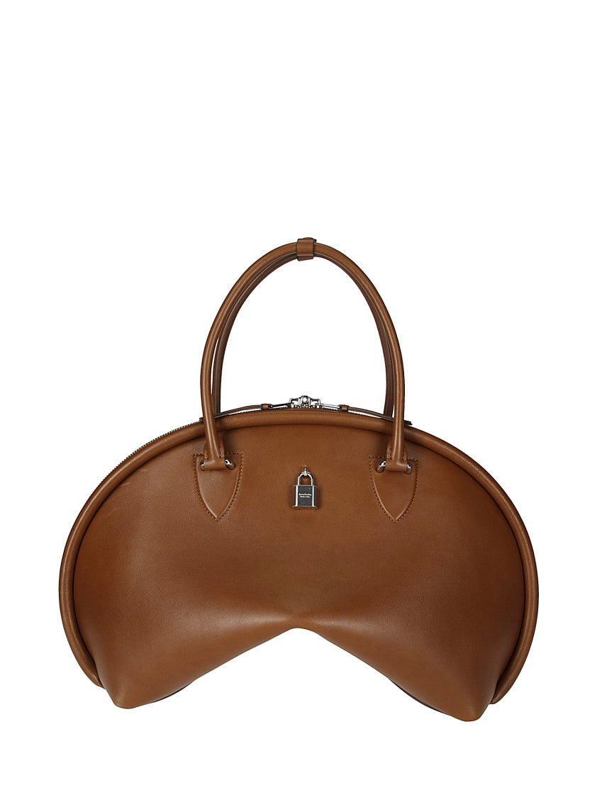Acne Studios Curved Brown Handbag With Double Slider Zip