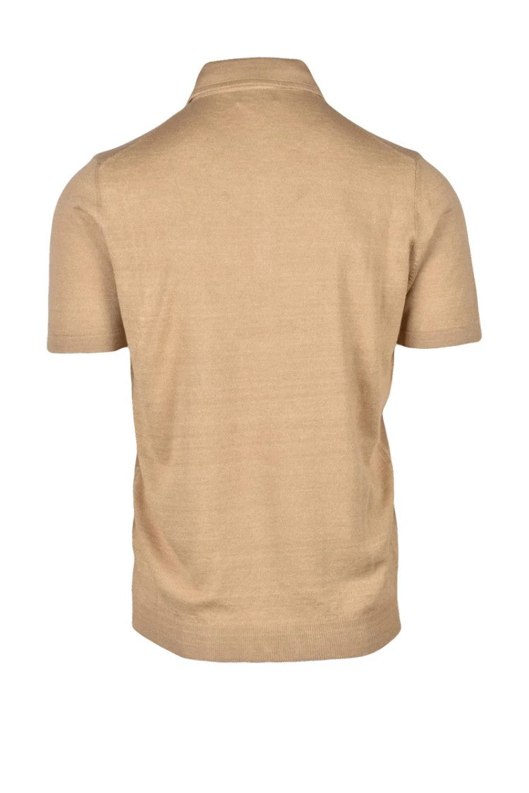 Fama Beige Linen Cotton Knit Polo