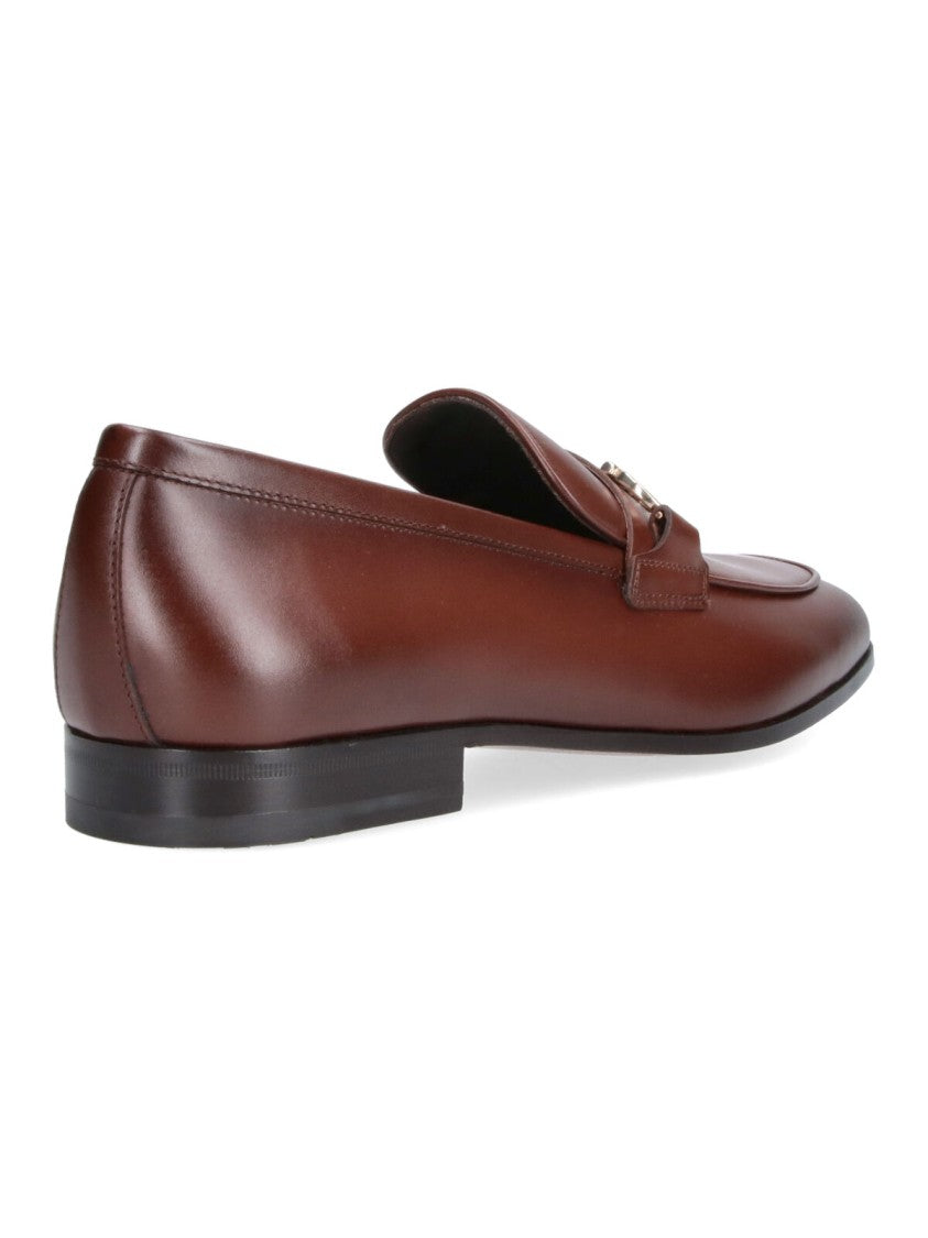 Ferragamo Brown Gancini Round Toe Loafers