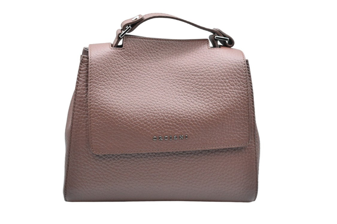 Orciani Compact Brown Structured Handbag With Hidden Opening