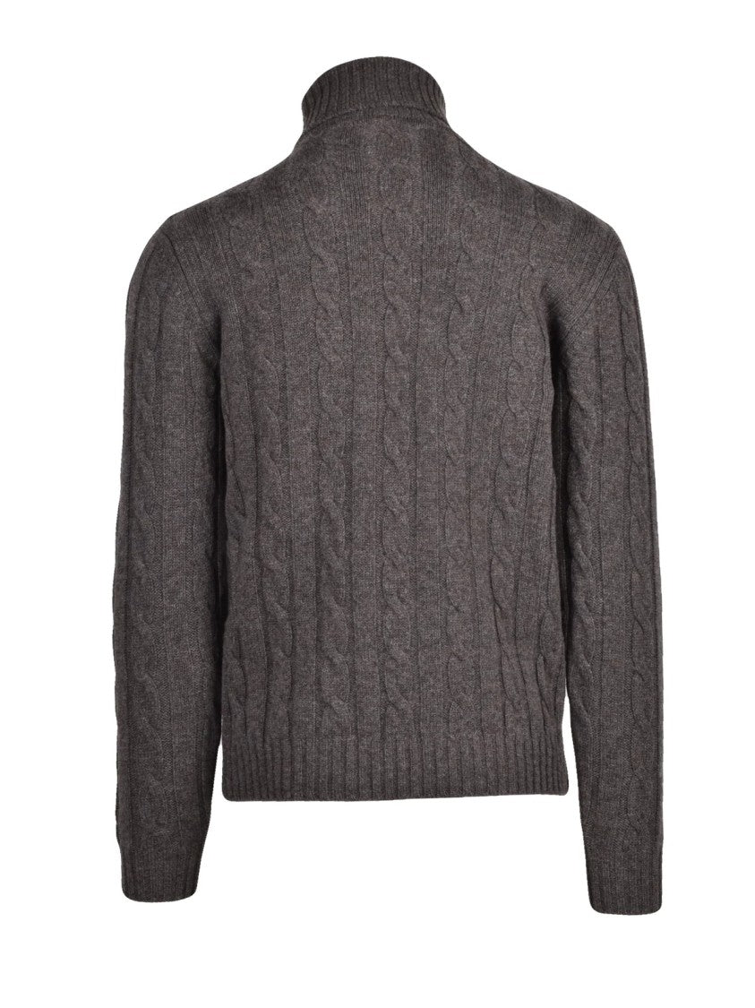 Daniele Fiesoli High Neck Cable Knit Sweater In Extrafine Merino Wool
