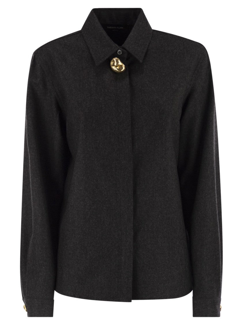 Fabiana Filippi Virgin Wool Shirt With Houndstooth Detail