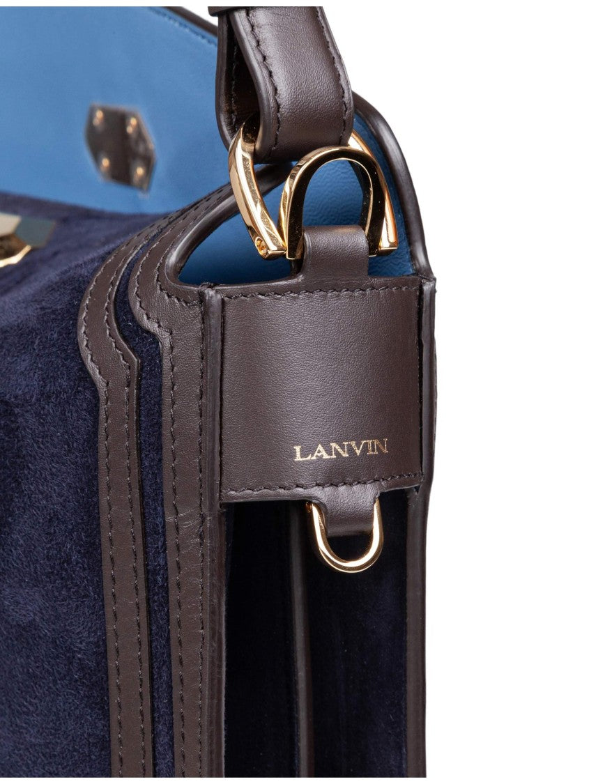 Lanvin Compagnon Suede Shoulder Bag, Blue