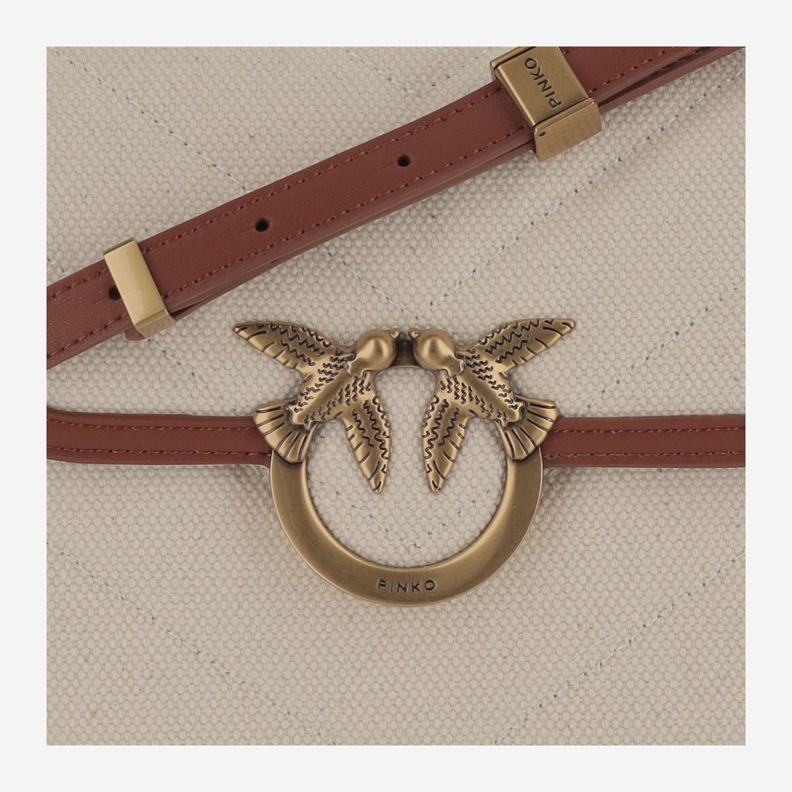 Pinko Love Bag Square Canvas And Leather Handbag