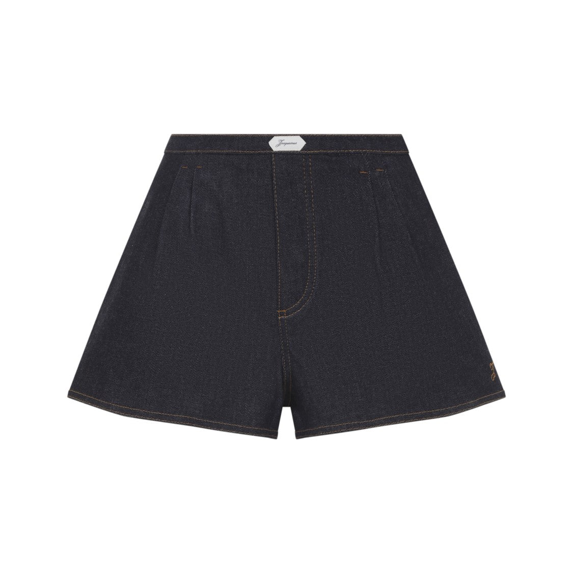 Jacquemus Flared High-Waisted Shorts In Dark Denim