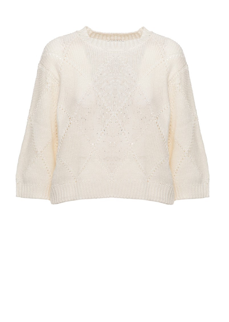 Peserico White Sequined Linen-Cotton Sweater