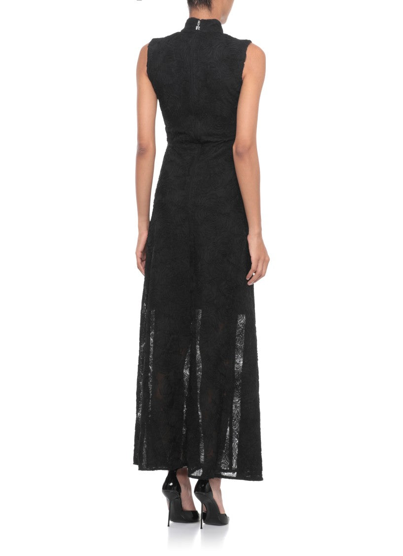 Rotate Tulle Dress With All-Over Rose Details And Flared Hem