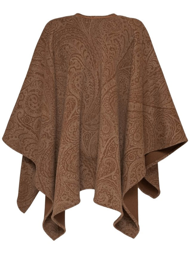 Etro Paisley Jacquard Cape With Tassel Tie Closure