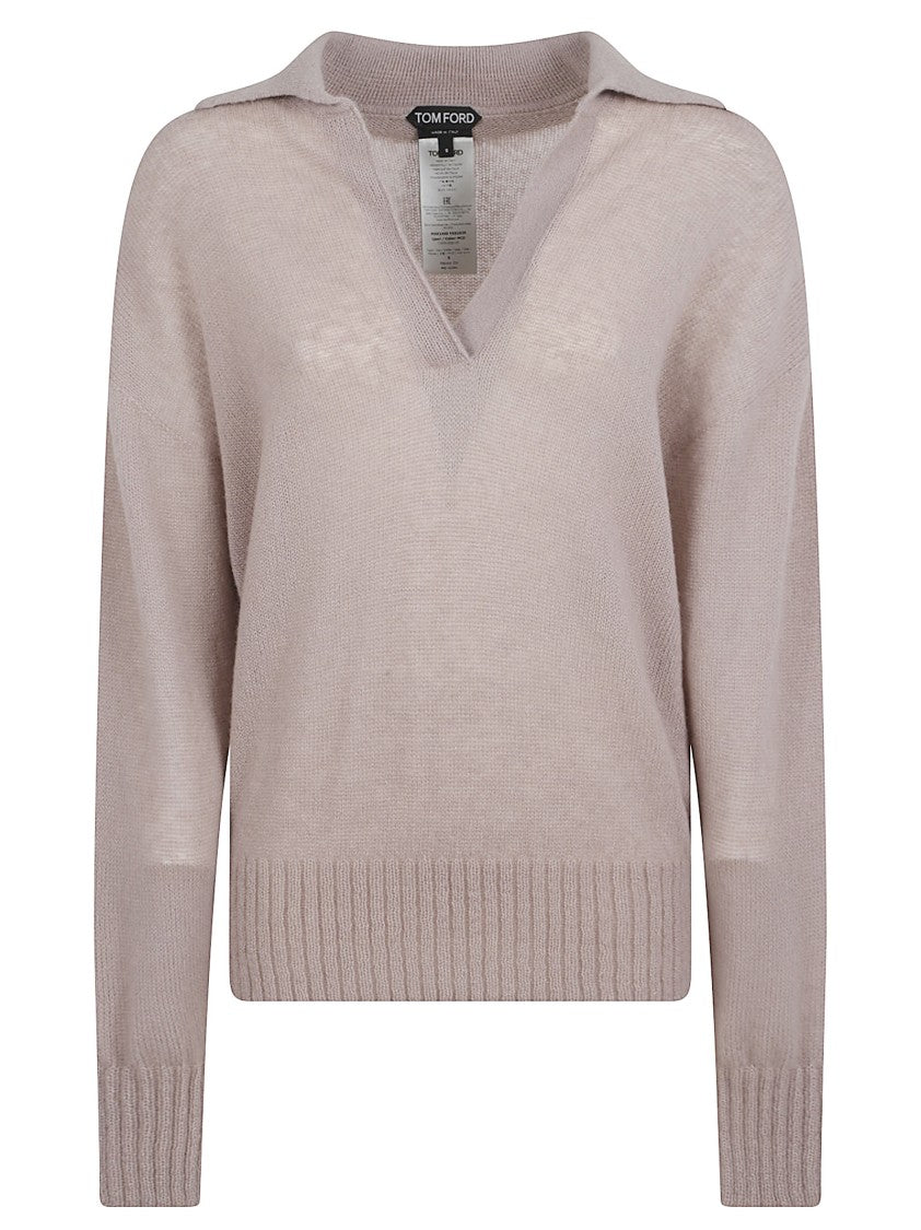 Tom Ford Fine Knit Sweater With V-Neckline And Ribbed Accents