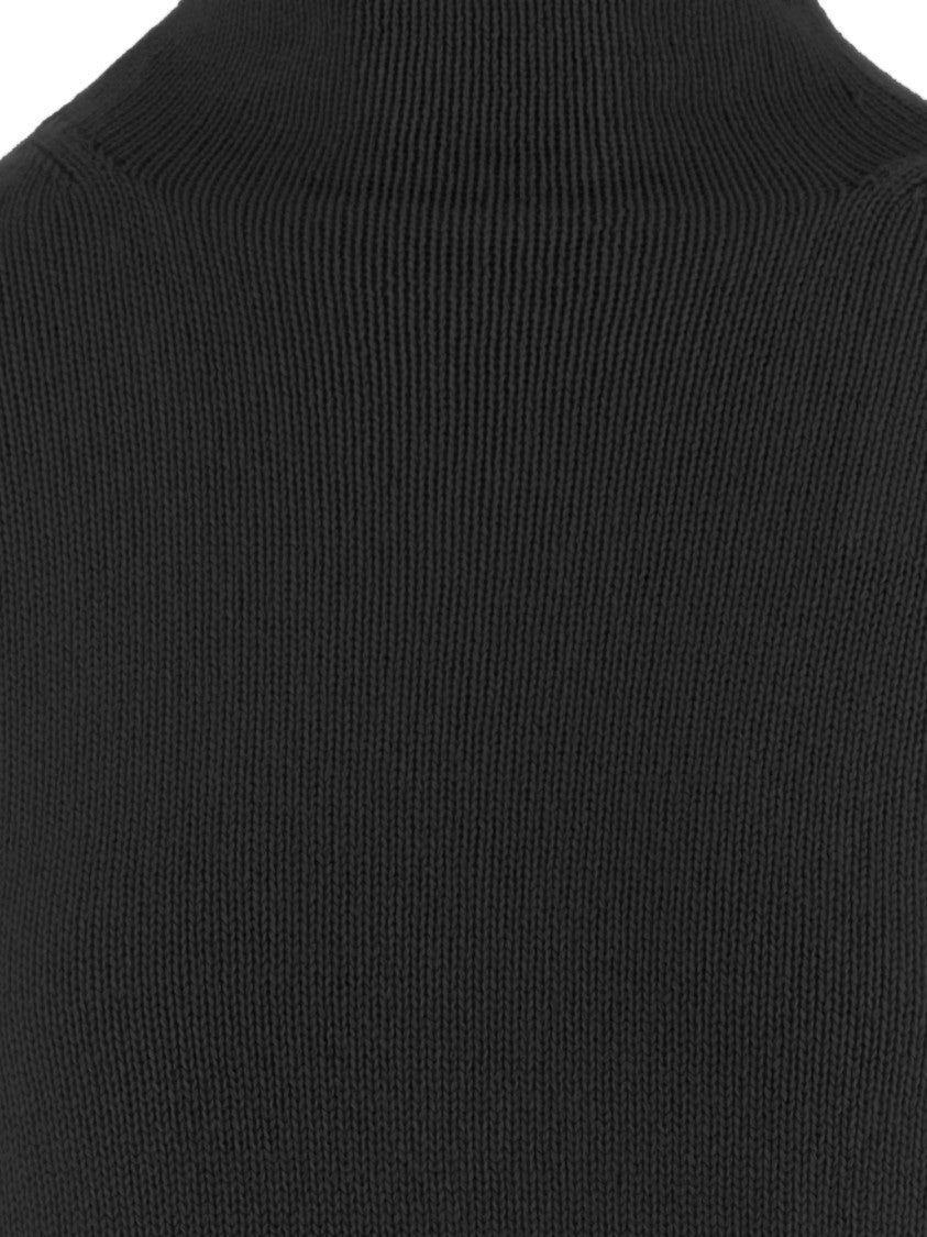 Allude Black Patterned Knit Turtleneck Cashmere Sweater