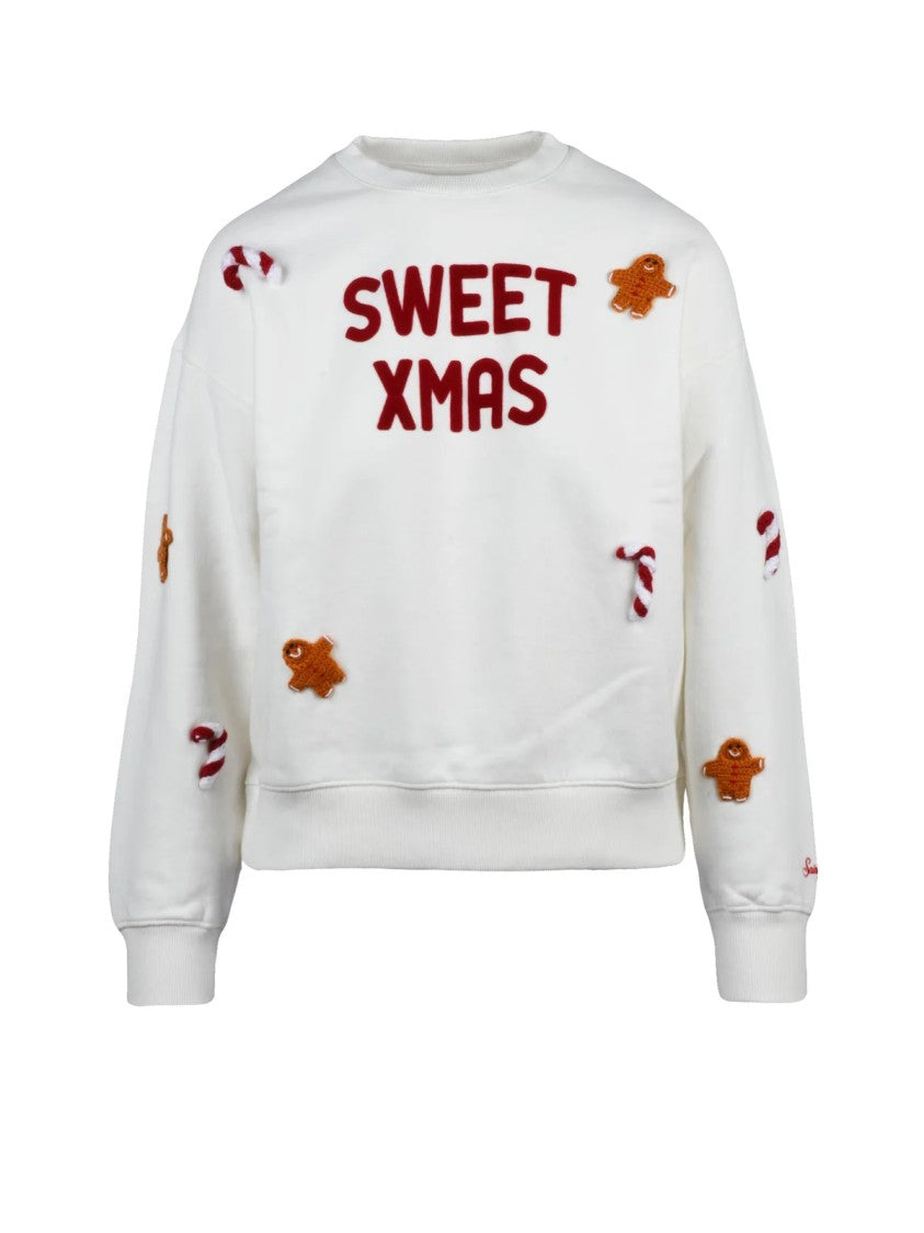 Mc2 Saint Barth White Gingerbread Appliques Cotton Crewneck Sweatshirt