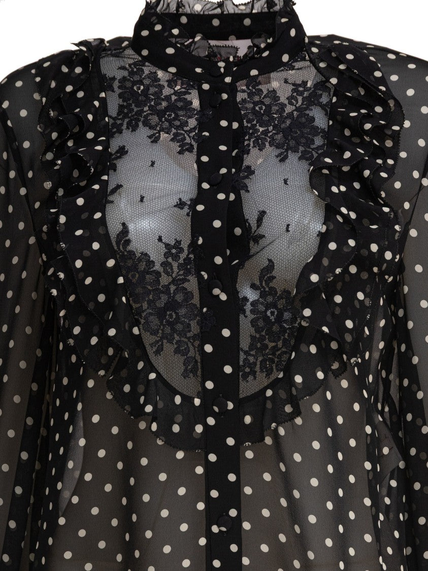 Valentino Sheer Silk Blouse With Ruffled Details