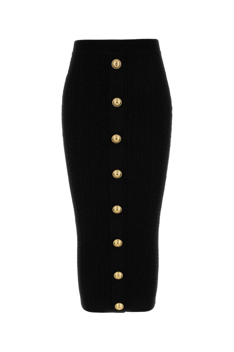 Balmain Black Viscose Blend Skirt
