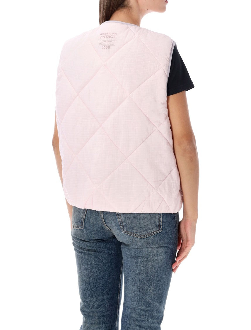 American Vintage Yupibam Cropped Quilted V-Neck Vest