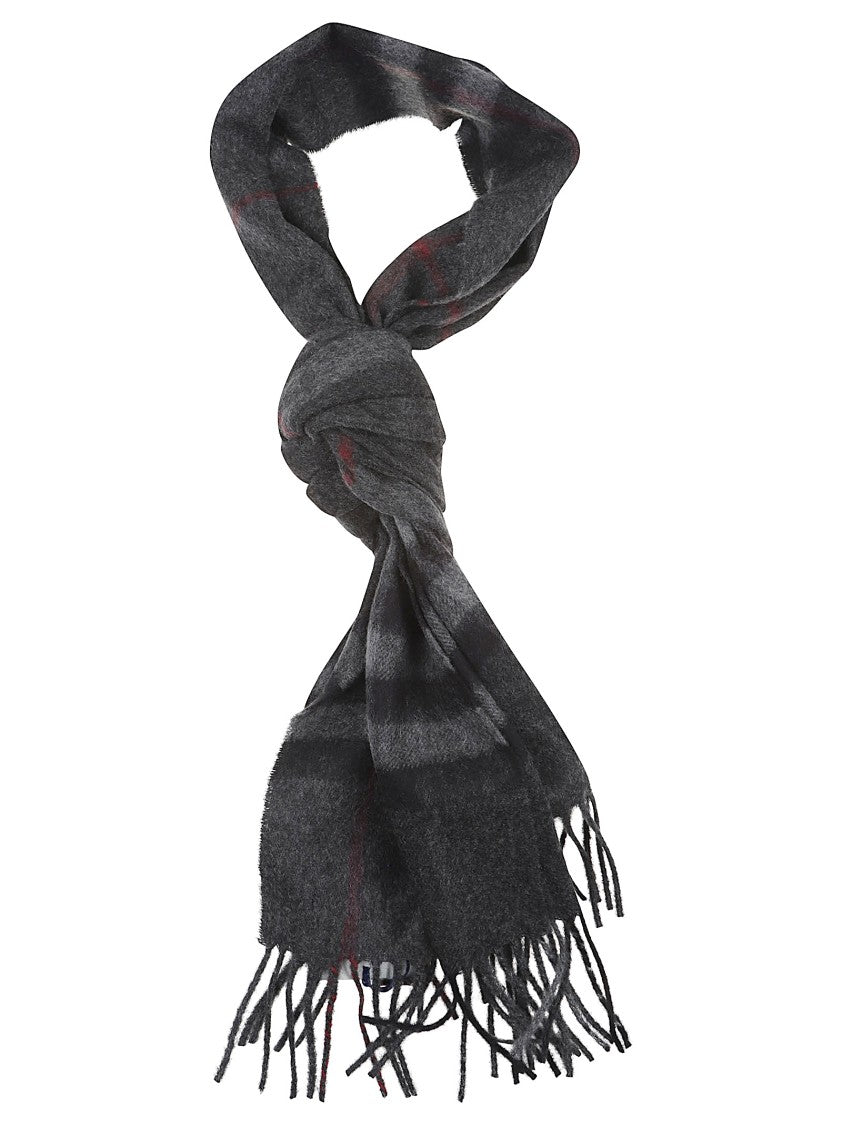 Burberry Grey Wool Check Scarf