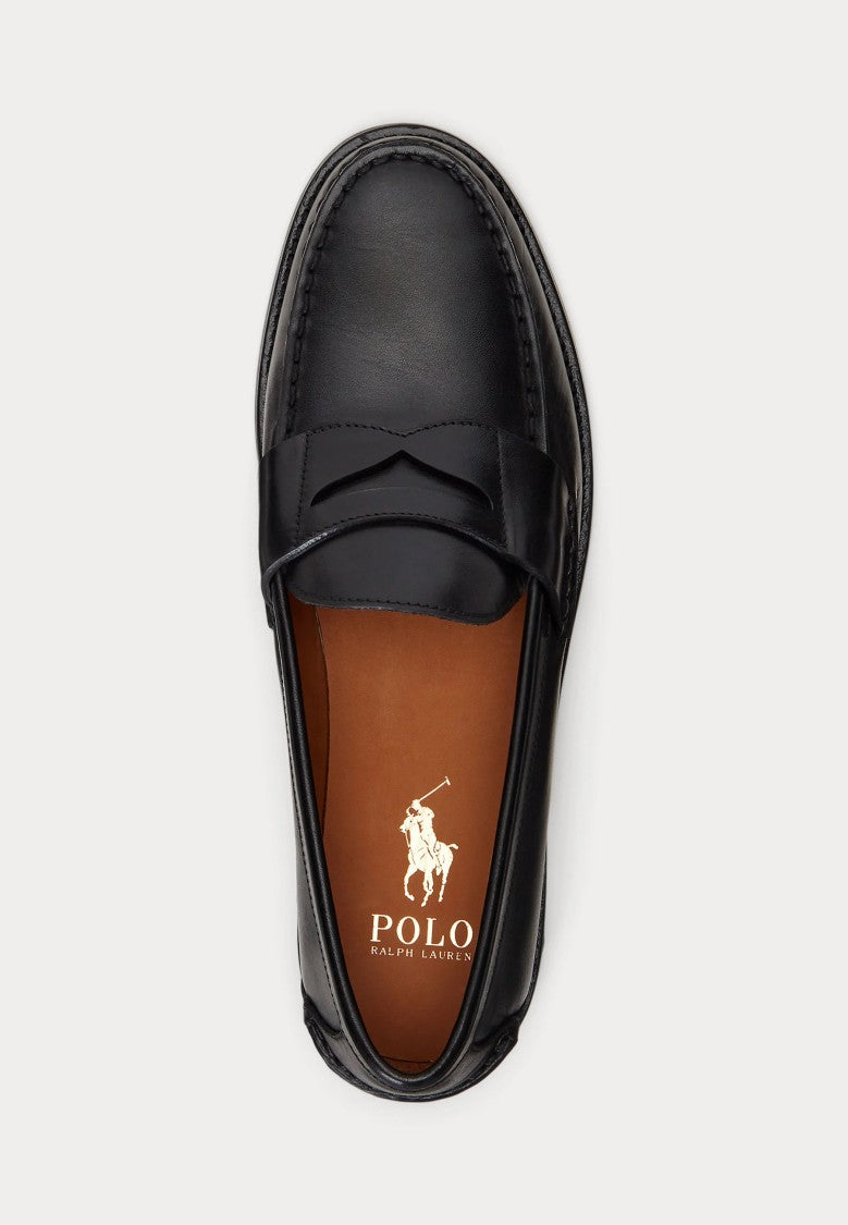 Polo Ralph Lauren Black Leather Penny Loafers With Polished Finish