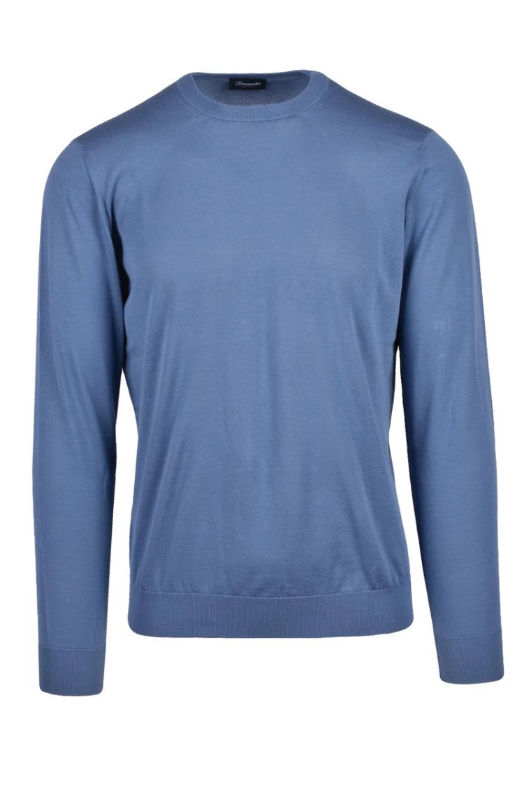 Drumohr Cotton Crew Neck Sweater - Blue