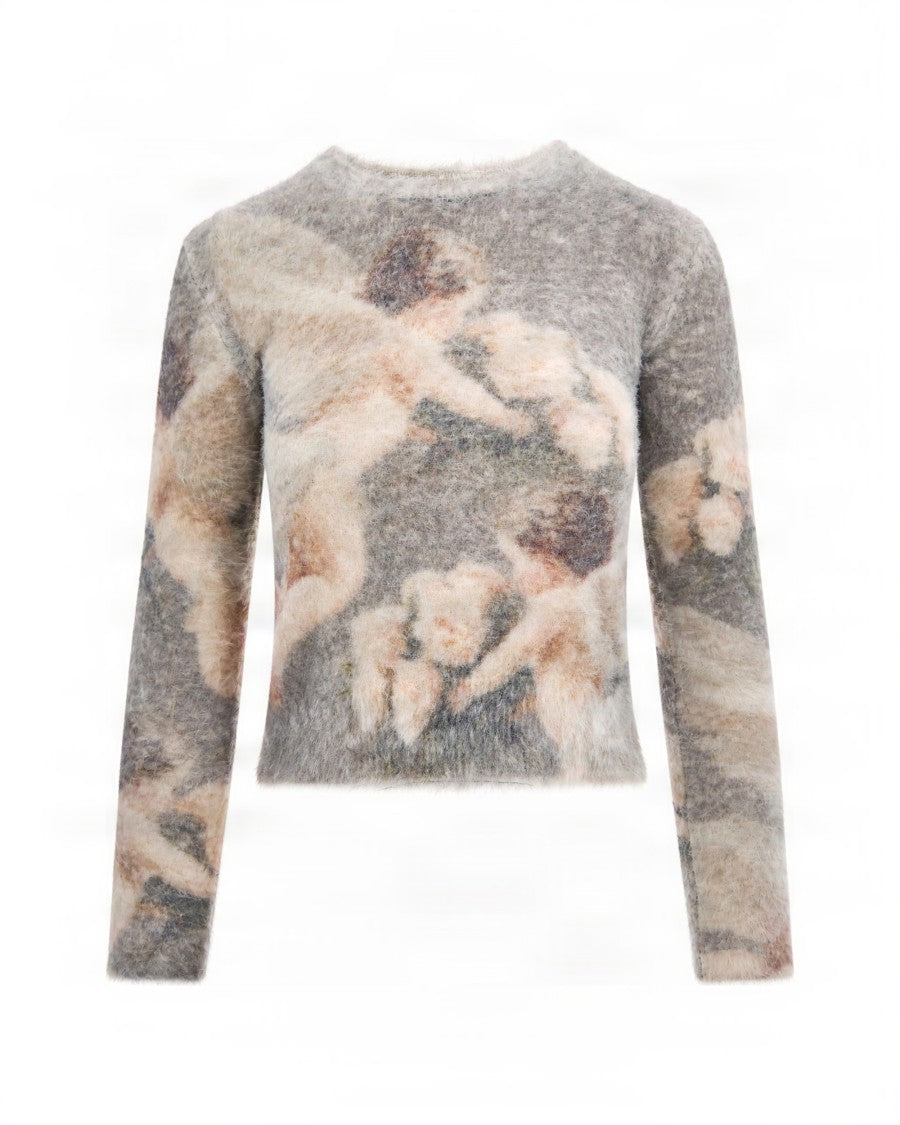 Fiorucci Sand Cherubic Print Nylon Sweater