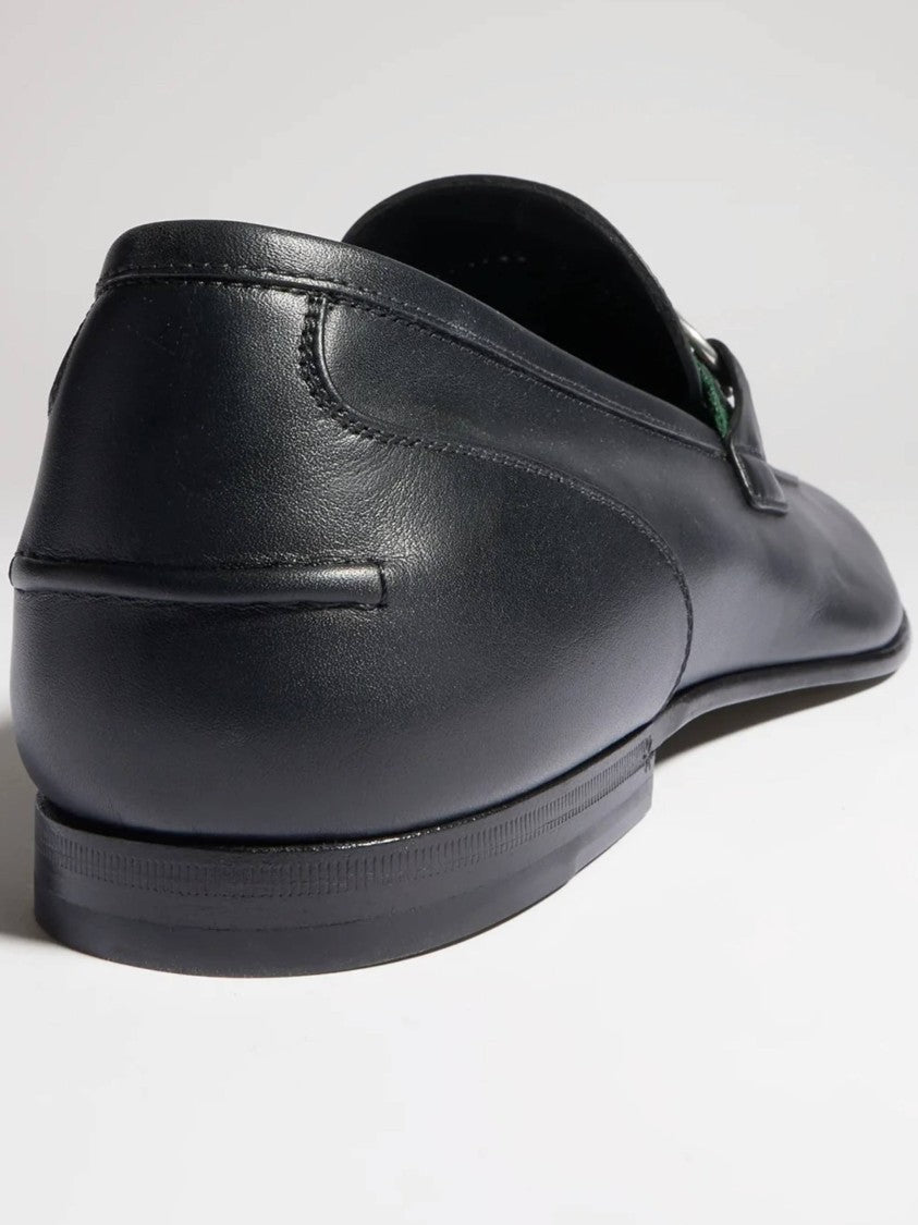 Gucci Rounded Toe Black Leather Loafer With Horsebit Detail
